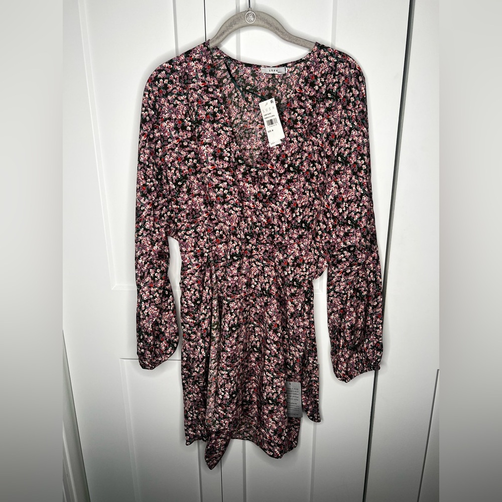 Lush Faux Wrap Floral Long Sleeve Dress NWT Women's Size Medium